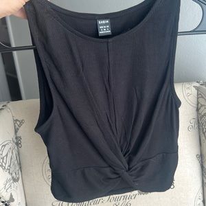 Shein black crop top size small twist detail